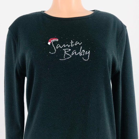 M & C Sportswear Top Size 3XL Black Santa Baby - Picture 2 of 8